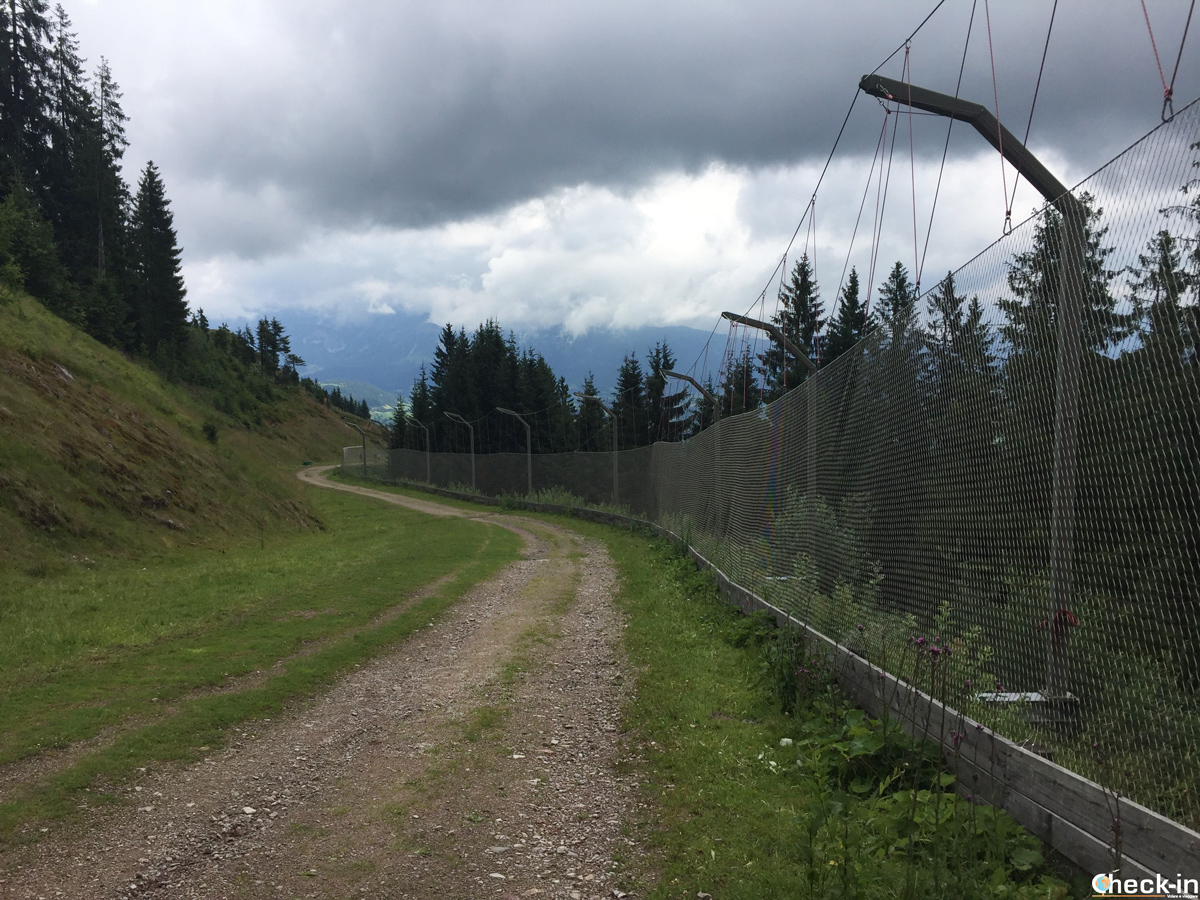 Lo Gschöss quasi a metà della discesa libera di Kitzbühel in Tirolo (Austria)