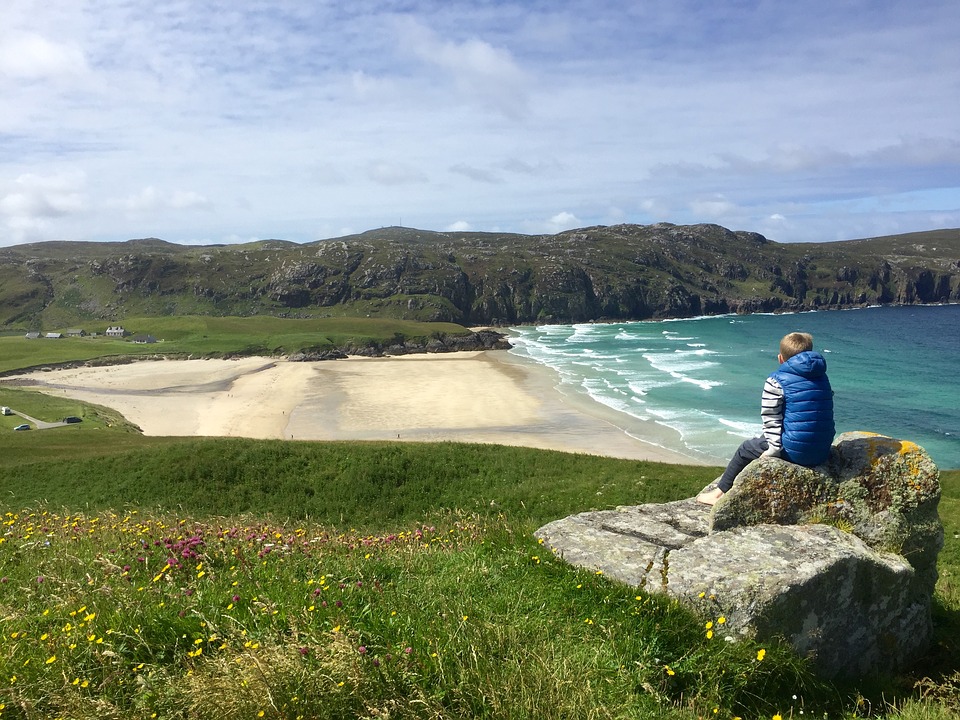 Scottish landscape with iconic beach