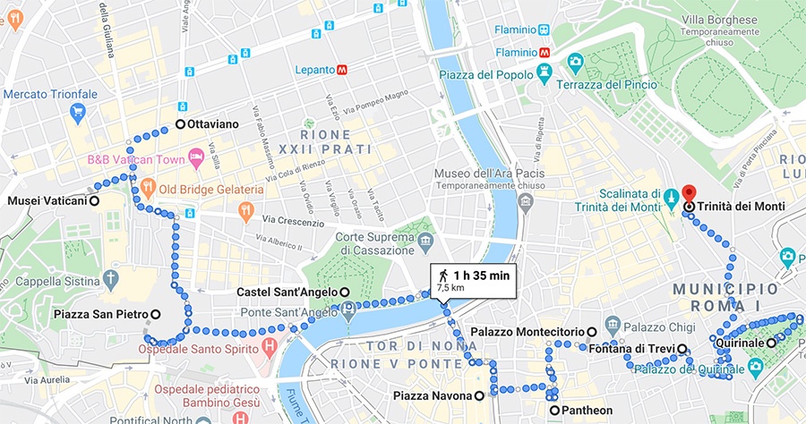 Rome historic centre tourist map