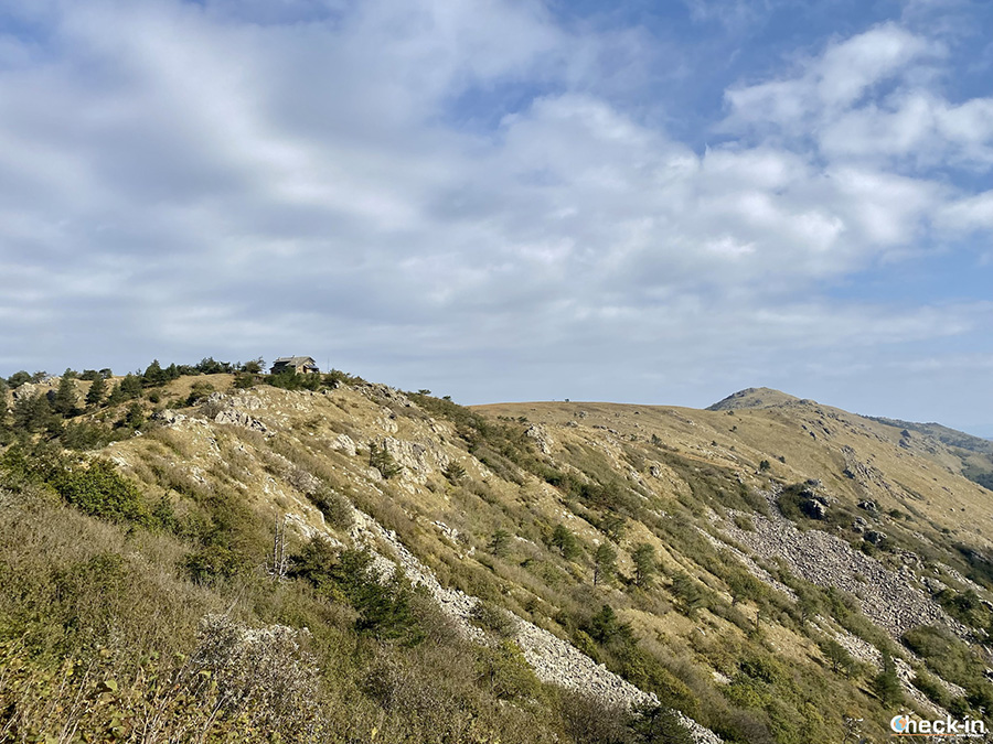 Dorsale appenninica con Rifugio Argentea e Rocca Vaccaria dalla cima del M.te Argentea