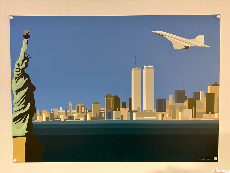 Cartolina promozionale del Concorde sulla rotta Londra-New York