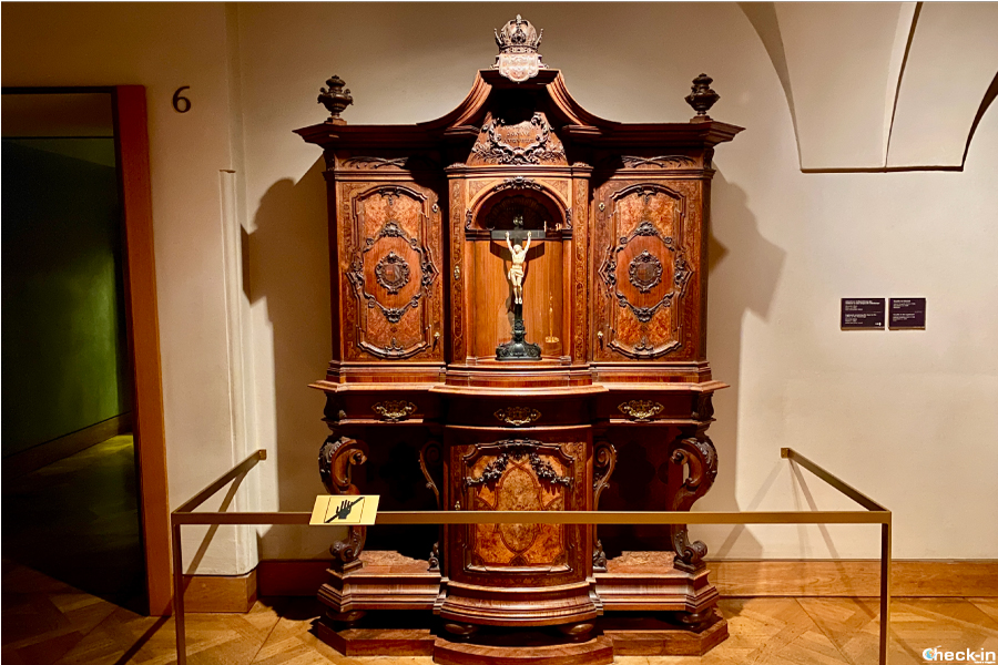 Wooden wardrobe at the Imperial Treasury of Vienna Hofburg
